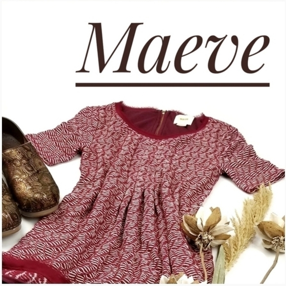 Anthropologie Maeve Red Thick Knit Weave Dress XSP - Picture 2 of 16